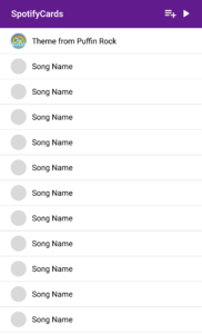 SpotifyCards List View